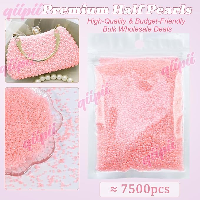 qiipii 7500PCS 2mm Tiny Dark Pink Half Round Pearls - Image 2