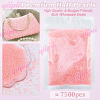 qiipii 7500PCS 2mm Tiny Dark Pink Half Round Pearls - Image 2