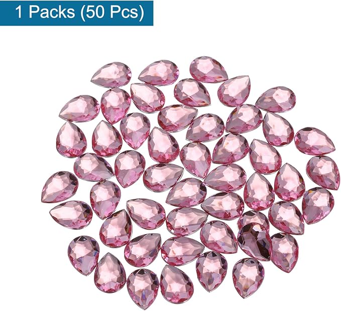 MECCANIXITY 50PCS Flat Back Acrylic Teardrop Gems 18x25mm Artificial Rhinestones - Image 3