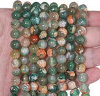 45pcs Round Loose Orange&Green Fire Agate Beads - Image 5