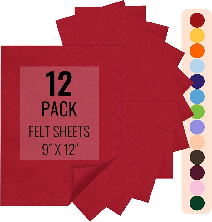 IONTACH 9" X 12" Felt Fabric Sheets 1.6mm Thick | Soft Felt by IONTACH