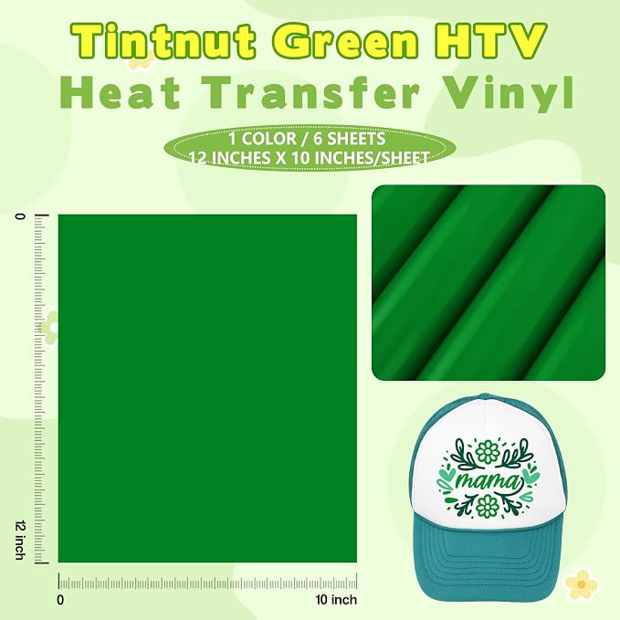 Tintnut Spanish Green Heat Transfer Vinyl, easy cut & weed, stretch washable - Image 2