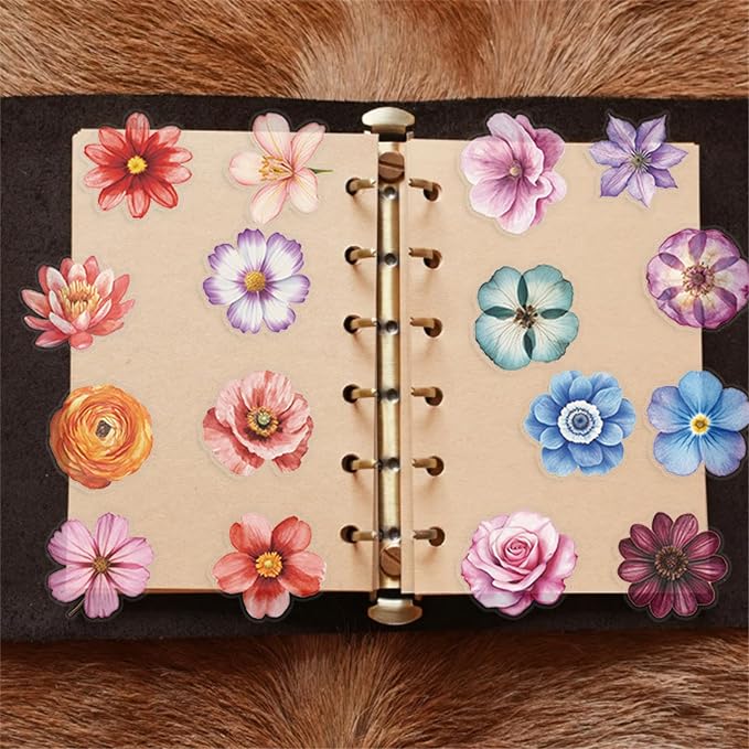 50PCS Flower Stickers PET Transparent Stickers Colorful Nature Decals - Image 2
