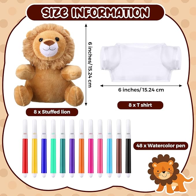Blueweenly 64 Pcs Make Your Own Stuffed Animal Lion Kit Including 6 Inches Soft - Image 2