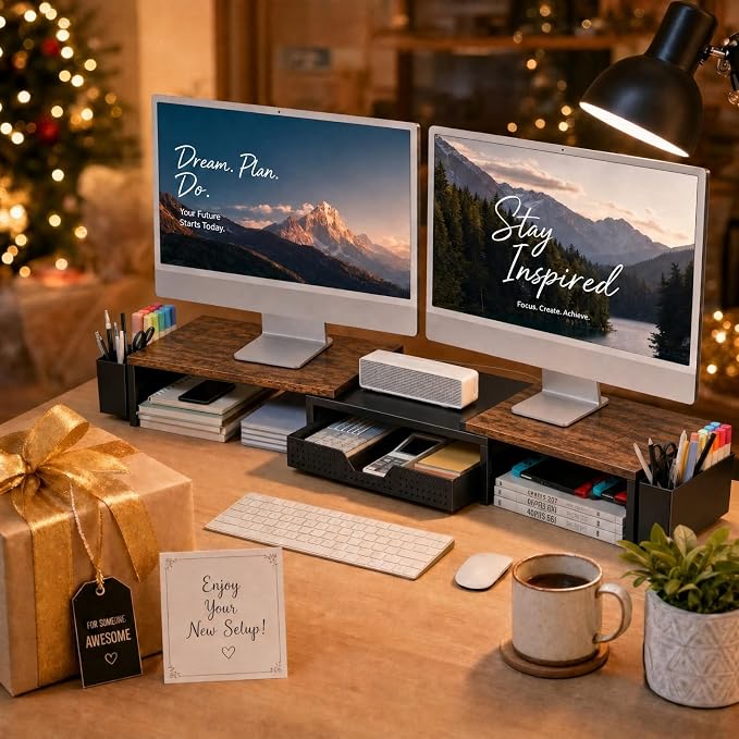 OPNICE Desk Organizers and Accessories, Dual Monitor Stand Riser - Image 9