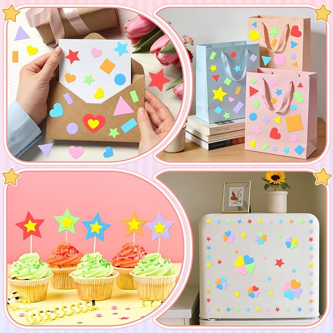 1620Pcs Foam Stickers Foam Shape Stickers Colorful Self Adhesive, 8 Colors - Image 7