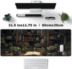 Desk Mat Green Bonsai Library Book Mouse Pad Big Vintage Aesthetic Desk Pad - Image 4