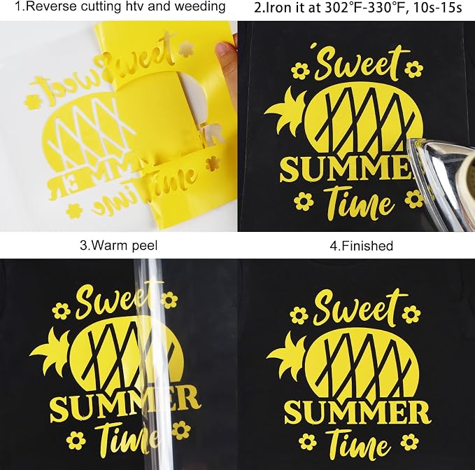 FUNKAKA Yellow HTV Heat Transfer Vinyl Bundle, 10 Sheets Sticky HTV Vinyl - Image 5