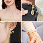FASHEWELRY Alloy Bowknot Charms Links Golden Bow Tie Connector Charms Metal Bow - Image 3