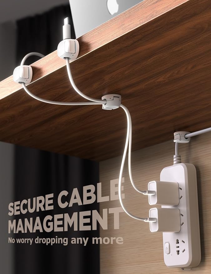 8Pack Cord Organizer Cable Clips, Chfeila Cord Holder, Desk Cable Management - Image 5
