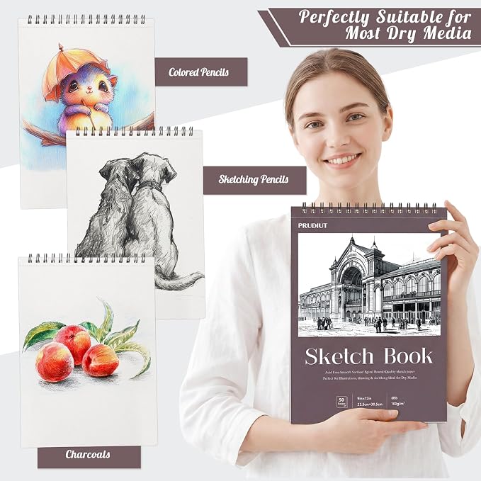 Sketch Book 9×12 inch, Spiral Bound Sketch Pad 50 Sheets, Acid-Free Sketchbook - Image 5