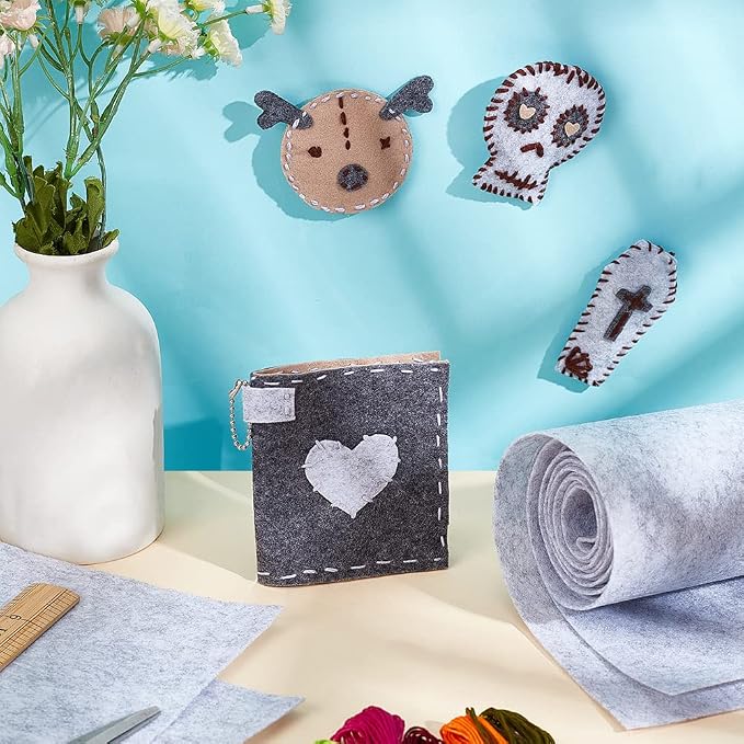 BENECREAT 9.8ft x 15.75" Light Gray Felt Fabric, Jewelry Box Lining, Craft Felt - Image 6