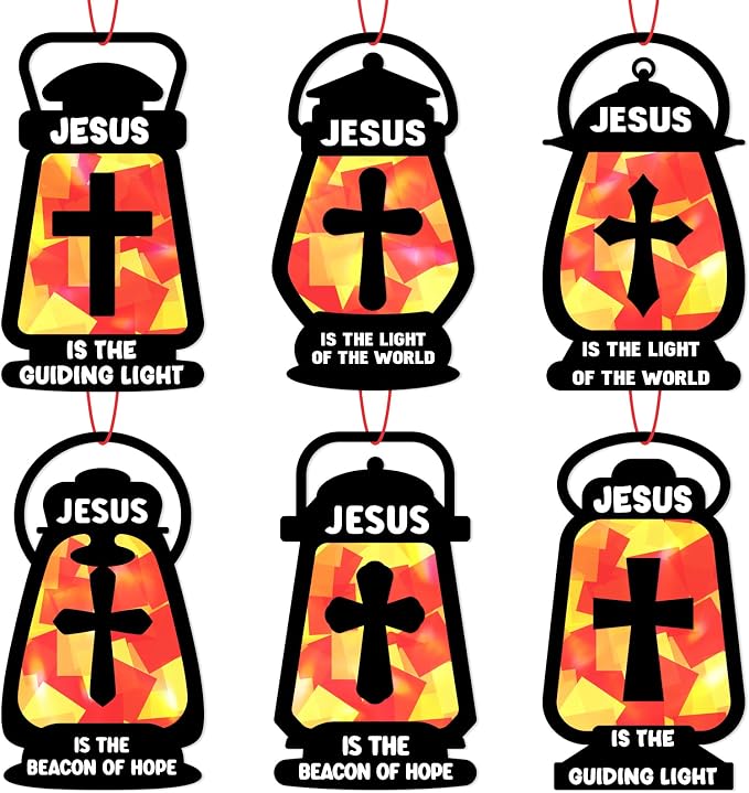 42PCS Sunday School VBS Crafts Bulk: Black Paper Oil-Lamp Nativity Suncatchers by Renbuzhu