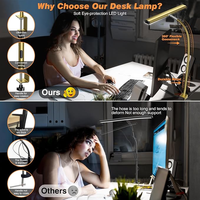 Airlonv LED Desk Lamp for Office Home, Eye-Caring Desk Light - Image 4