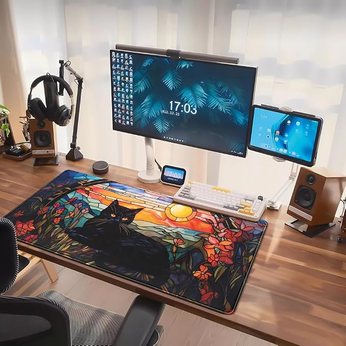 Mechanical Cattle Black Cat Desk Mat Vintage Sunset XXL Large Mouse Pad Laptop - Image 7