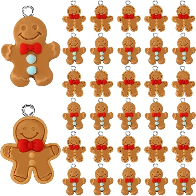 Augshy 64Pcs Christmas Gingerbread Man Resin Charms by Augshy