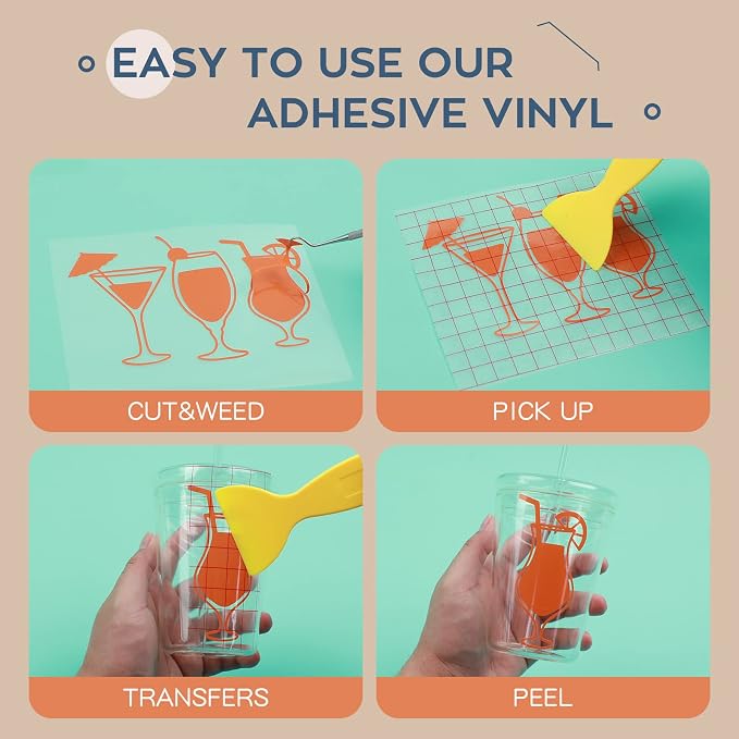 HTVRONT Permanent Vinyl Bundle, 8 Colors 12" x 5ft Permanent Adhesive Vinyl - Image 5