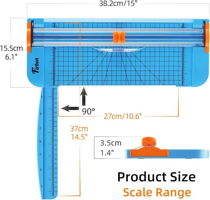 Firbon Blue A4 Paper Cutter, 12 Inch Titanium Straight Paper Trimmer - Image 2