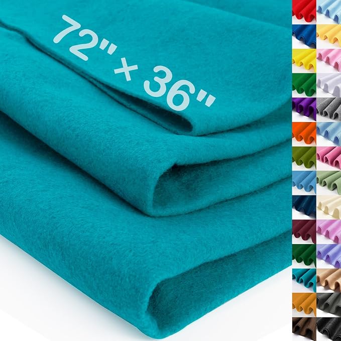 XSEINO Peacock Blue Large Felt Fabric 72" X 36 ", 1.4 mm Thick Soft Felt Fabric by XSEINOiscreating%EF%BC%81
