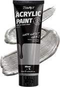 JusArt Metallic Silver Acrylic Paint, 8.45oz/250ml Large Tube, Heavy Body Rich by JusArt%7CCreativeArtSupplies