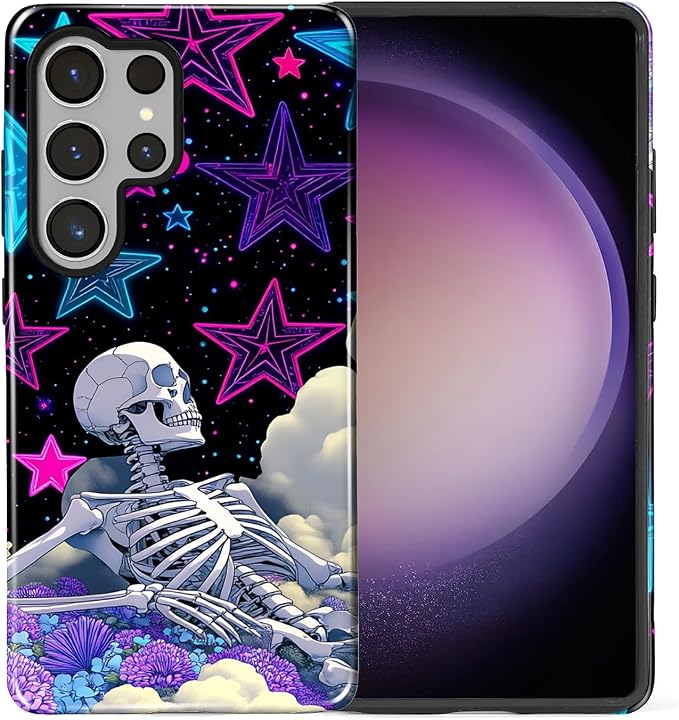 for Samsung Galaxy S25 Ultra Case, Skull Star Collage Pattern Glossy 2 in 1 - Image 2