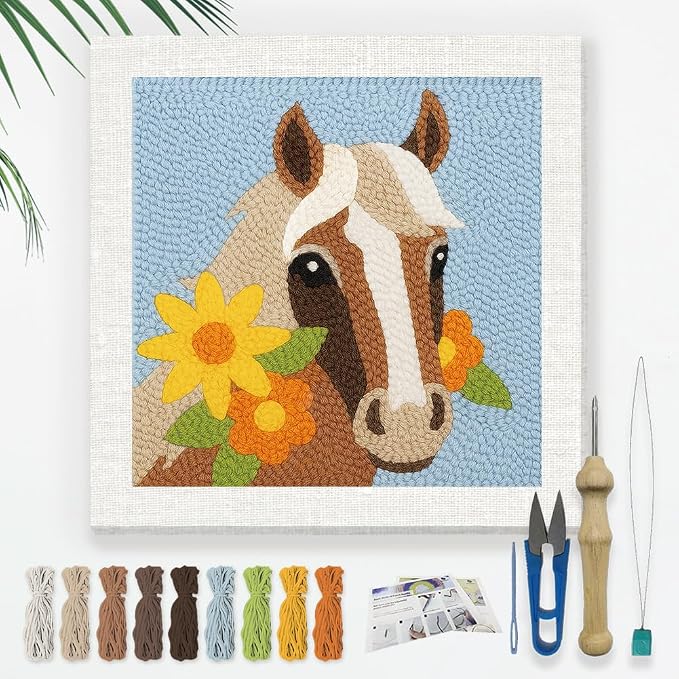 Doodlream Brown Horse DIY Punch Needle Embroidery Kit by Doodlream