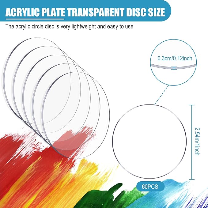 60 Pieces Transparent Acrylic Circle Discs Thick Round Acrylic Sheets Blanks - Image 2