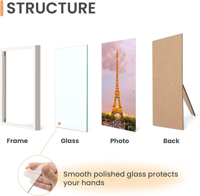 upsimples 8x10 Picture Frame Set of 3, Made of High Definition Glass - Image 3