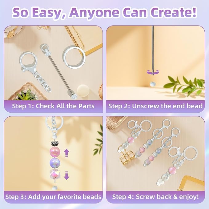 28 Pcs Beadable Keychain Bars - Image 5