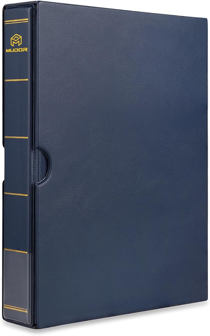 MUDOR Stamp Binder with Slipcase, Empty Stamp Collecting Albums, Stamp Stockbook by MUDOR