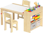 GDLF Kids Art Table and 2 Chairs, Wooden Craft Desk, Activity & Drawing by GDLFGoodLife