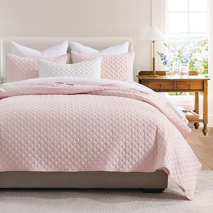 HORIMOTE HOME Quilt Twin Size Light Pink, Lightweight Quilt by HORIMOTEHOME
