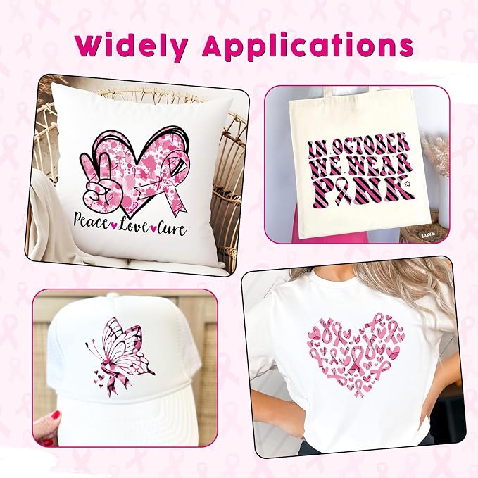 Tintnut Black Pink Ribbon Heat Transfer Vinyl, easy cut & weed, stretch washable - Image 4