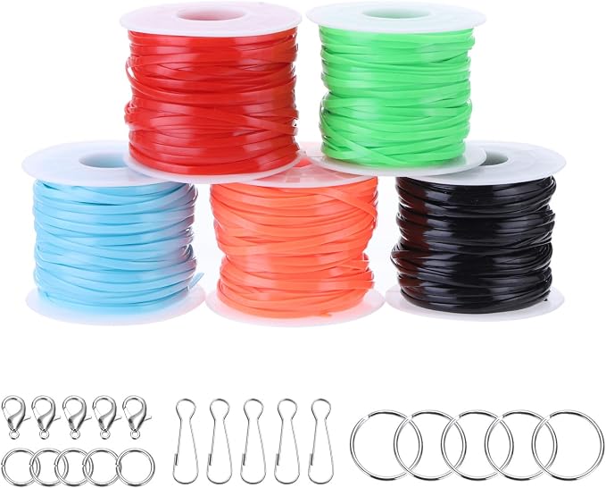 PATIKIL Lanyard String Kit, 5 Rolls Plastic Lacing Cord Gimp String Lanyard by PATIKIL