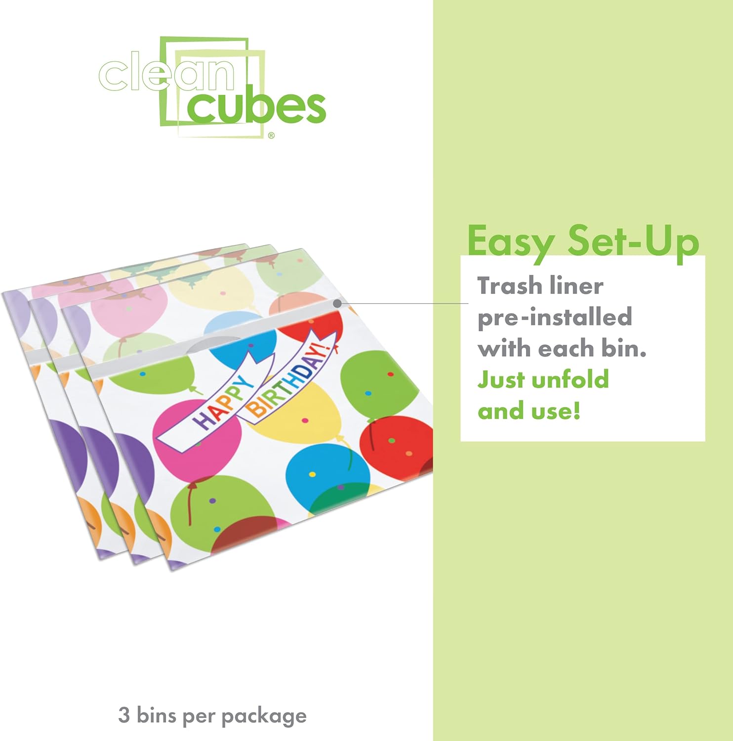 13 Gallon Disposable Pop-Up Trash Cans (3-Pack) with Fitted Bags – Foldable Garbage & Recycling Bins for Parties, Events & Kitchen (Birthday, 17" H x 13.5" W x 10" D)