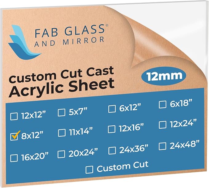 Fab Glass and Mirror Plastic PET Lightweight 8"x12" Thick Acrylic Sheet Use by FabGlassandMirror