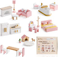 ROBUD Wooden Dollhouse Furniture Set, Miniature Furniture Including 6 Room Kits by ROBUD