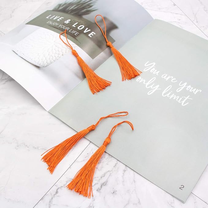VAPKER 100 Pieces Dark Orange Tassels 13cm/5-Inch Silky Handmade Soft Tassels - Image 6