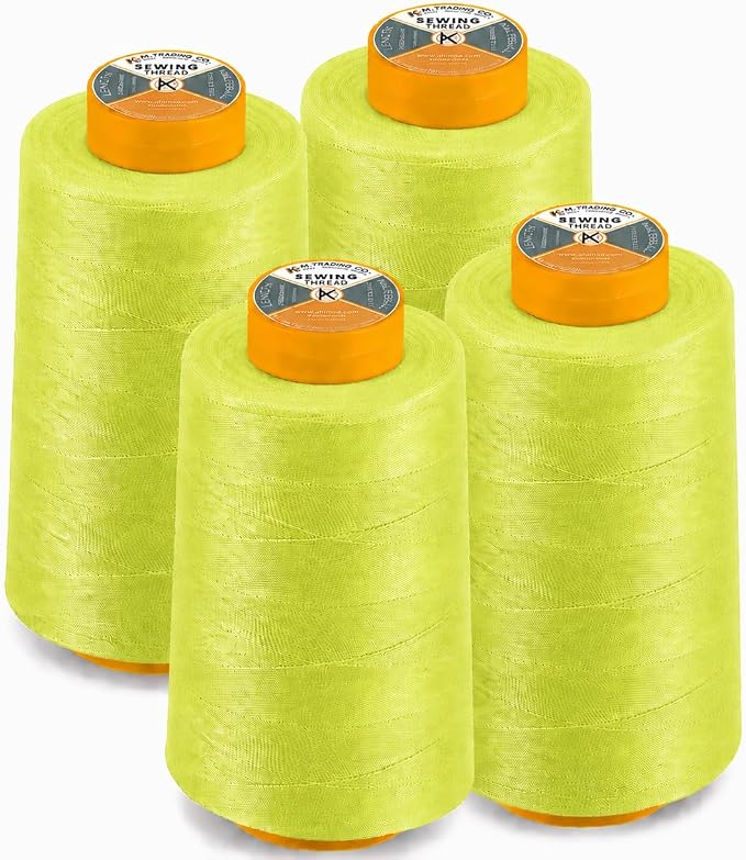 AK Trading 4-Pack NEON Yellow All Purpose Sewing Thread Cones of High Tensile by Fabrics%7CEventDecor%7CCrafts%7CUpholsteryFoam