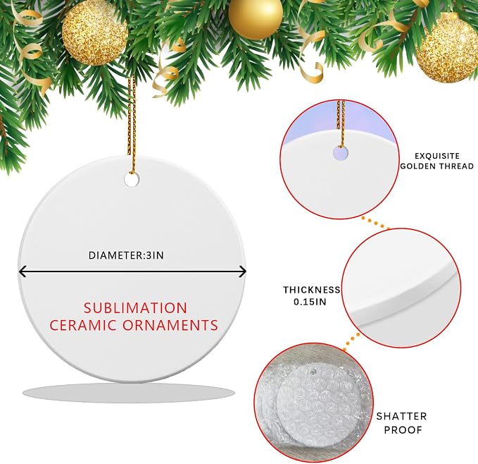 25 PCS Ceramic Sublimation Ornament Blanks Bulk 3 Inch White Round Crafts DIY - Image 2