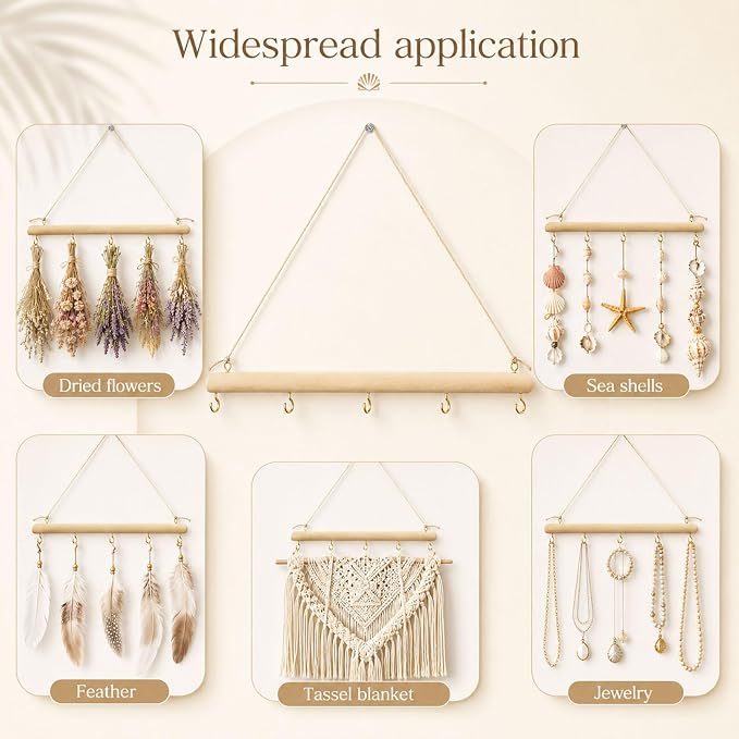 4 Pack 15 Inch Driftwood Jewelry Organizer Wall Decor, Wooden Hanging Branch - Image 4