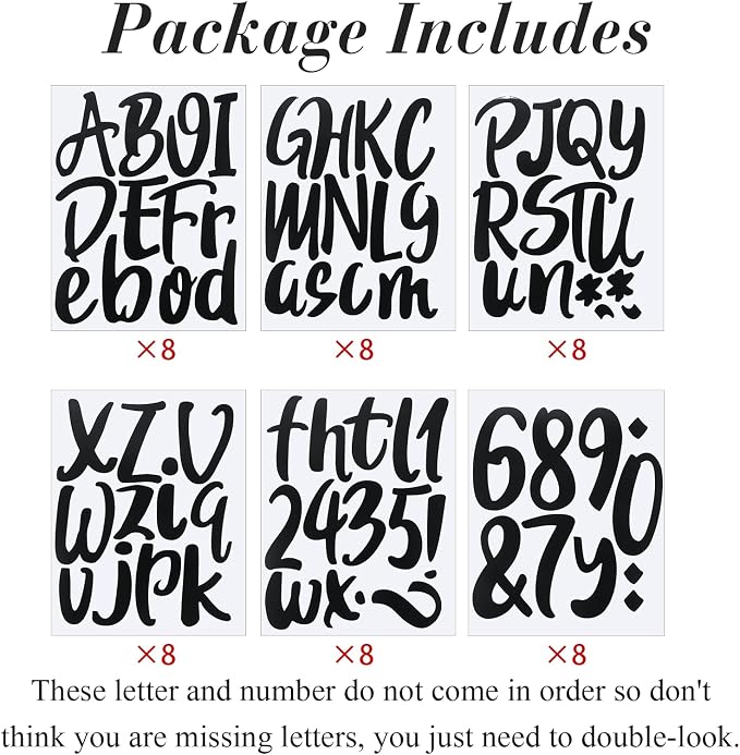 Outus 576 Pcs 8 Sheets Letters Stickers Vinyl Alphabet Number Decals Back to - Image 3