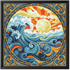 FREEBLOSS 11CT Stamped Cross Stitch Kits Sunrise&Waves Cross Stitch Wall by FreeandCreativeCraftsArt