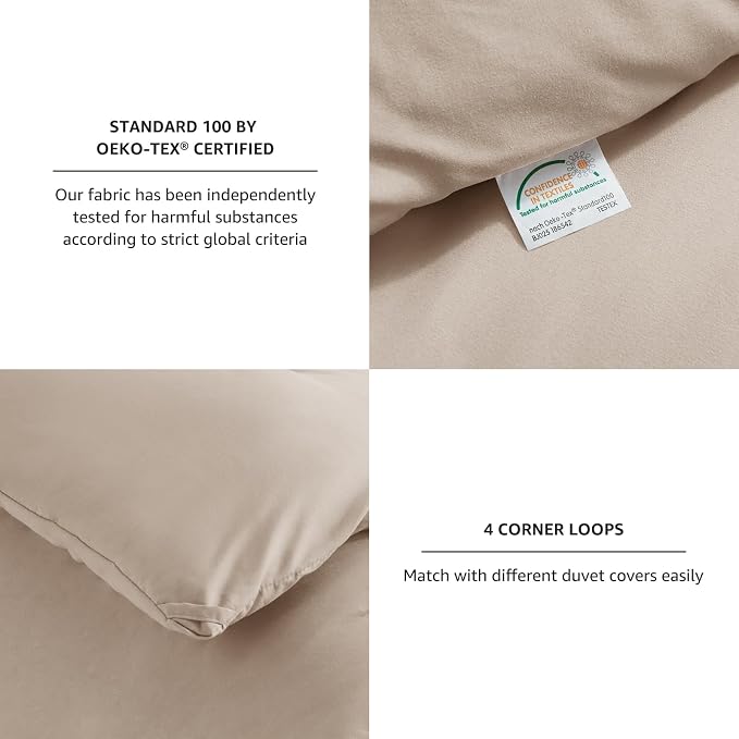 CozyLux Full Size Comforter Set Wheat, 3 Pieces Solid Breathable Quilted - Image 4