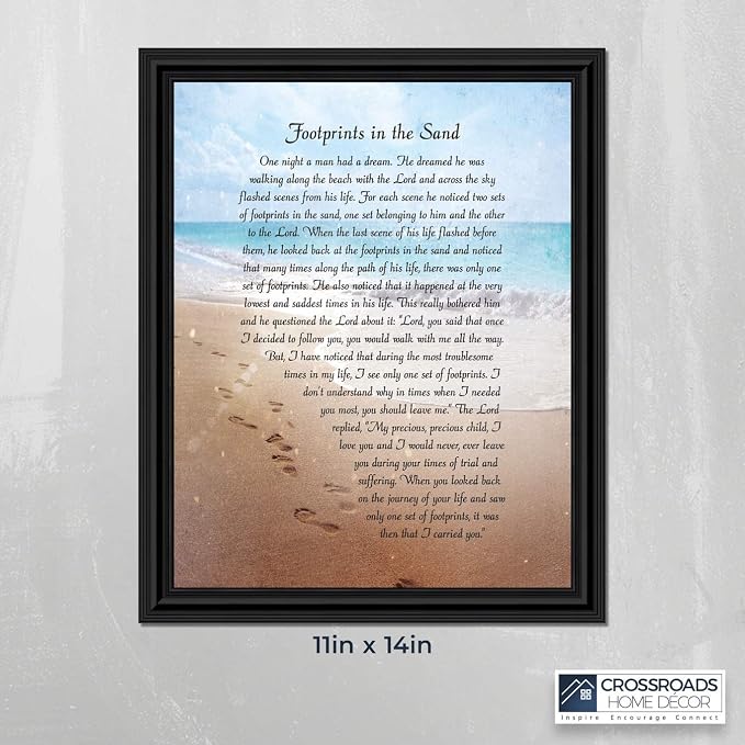 Footprints in the Sand Inspirational Wall Art, Beach Decor, Christian Gifts - Image 3