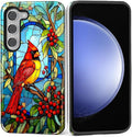 for Samsung Galaxy S23 Plus Case, Stained Glass Cardinal Bird Pattern Glossy 2 by Teonvpu