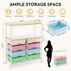 Rolling Cart with 8 Drawers, Storage Drawer Cart with Wooden Tabletop, Lockable - Image 3