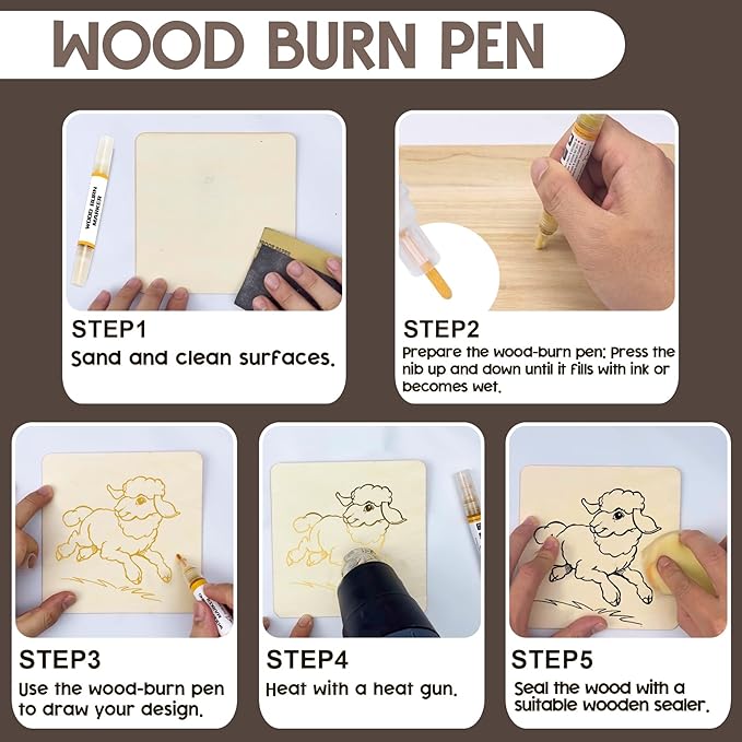 1DFAUL Wood Burn Paste Pen Kit, 4OZ Wooden Burning Gel & Wood Burn Marker | DIY - Image 4