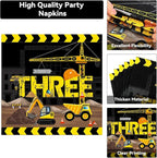 100 Pcs Construction 3rd Party Plates and Napkins Set 3 Years Old Birthday - Image 4