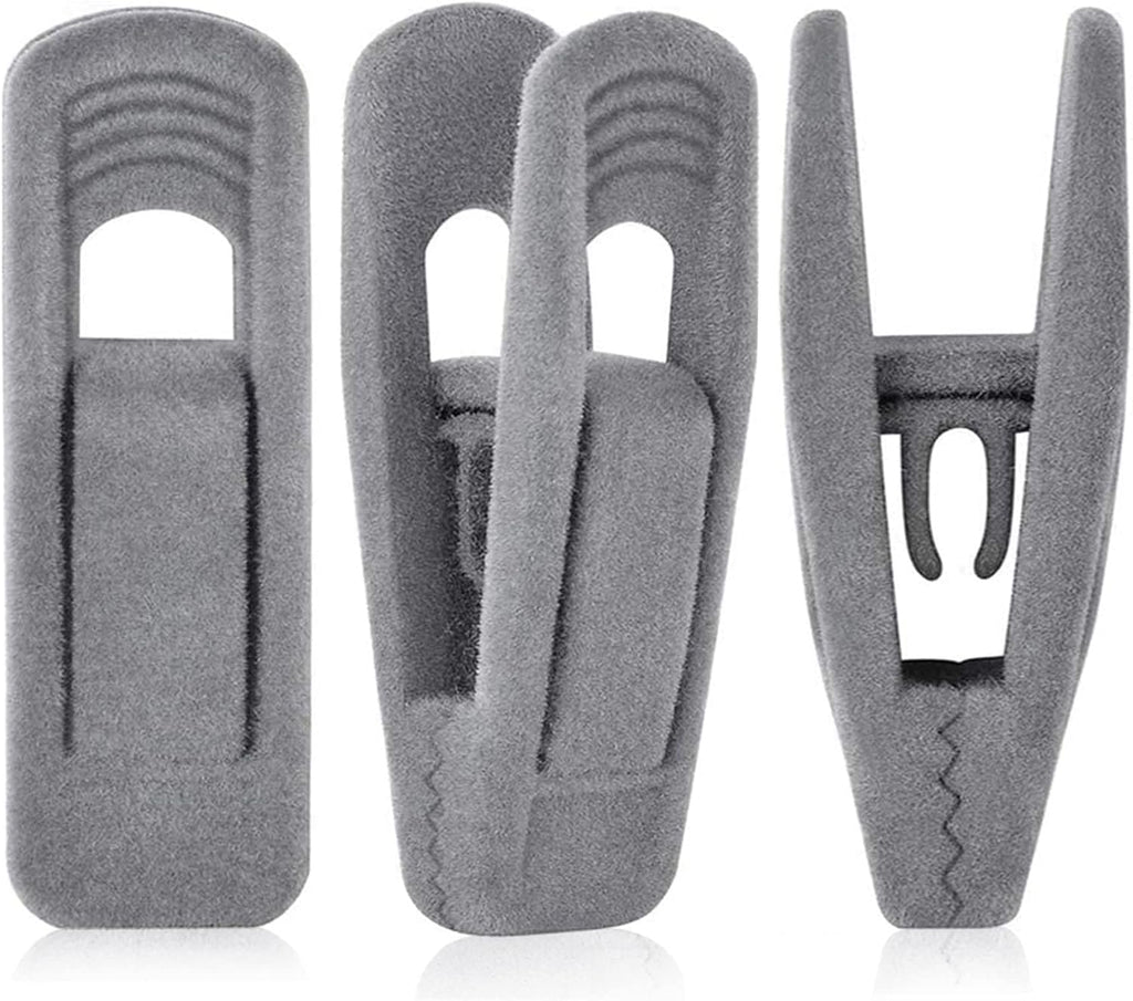 Grey Velvet Hangers Clips (50-Pack), Non-Slip Velvet Skirt Hanger Clips for Velvet Hangers, Strong Finger Clips Perfect for Kids Velvet Hangers Skirt Pant Clothes Gray Velvet Hangers